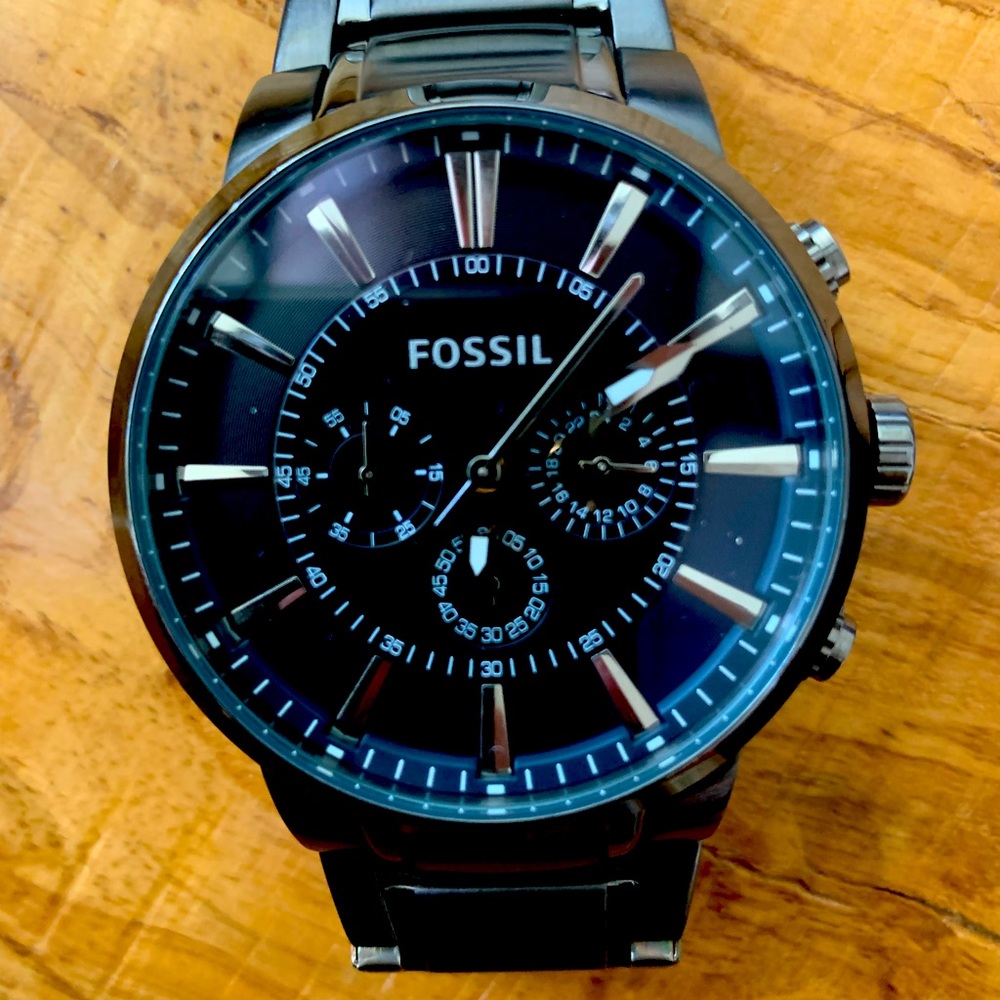 Men's Black Fossil Chronograph Steel Watch FS4778